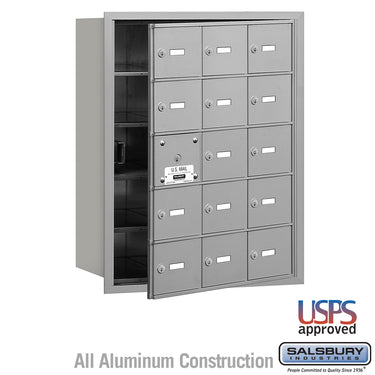 4B+ Horizontal Mailbox - 15 A Doors (14 usable) - Aluminum - Front Loading - USPS Access